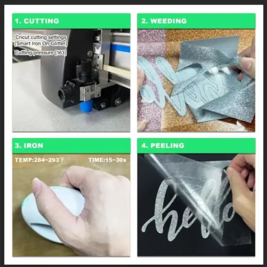 Glitter HTV Heat Transfer Vinyl Bundle - 12 Pack 12 "X10 Glitter Iron {5}