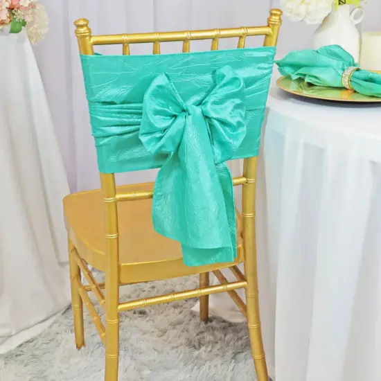 10 Pieces Elegant 9.5 by 108 inch Crushed Taffeta Chair Sashes Tiff Blue or Aqua Blue {2}