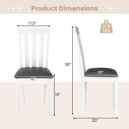 Set of 2 Wooden Kitchen Chairs with Comfortable Padded Seat and Rubber Wood Frame Espresso {10}