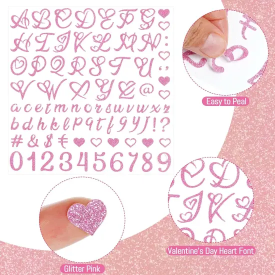820 Pcs 10 Sheets Graduation Stickers Vinyl Gold Alphanumeric Stickers (Pink,1inch) {3}