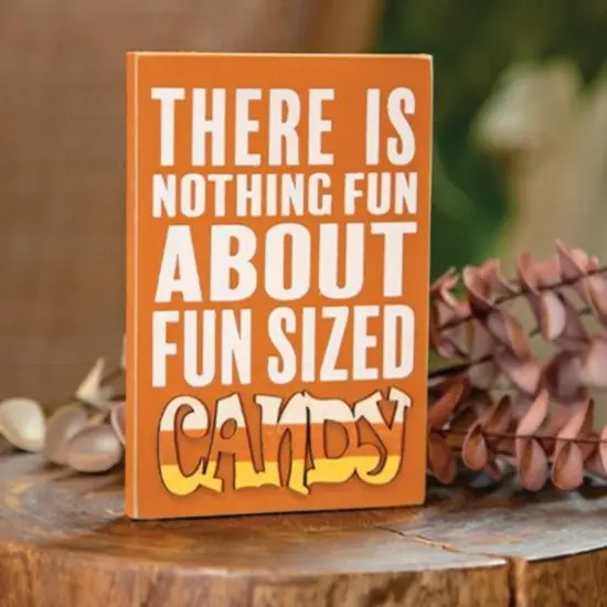 Halloween Fun Sized Candy Block Sign Orange Wood Shelf Decor for Home {2}