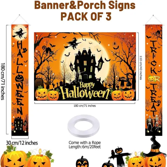 3Pcs Trick or Treat Porch Signs - Halloween Decorations {2}