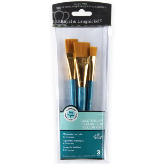 RSET-9185 | 3pc Golden Taklon Wash Brush Set {1}