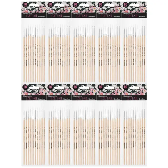 Creative Mark Disposable Detail Brushes - 100 Pack - Disposable Detail Brushes for One-Time Use Painting, Commissions, Miniatures, Crafts {1}