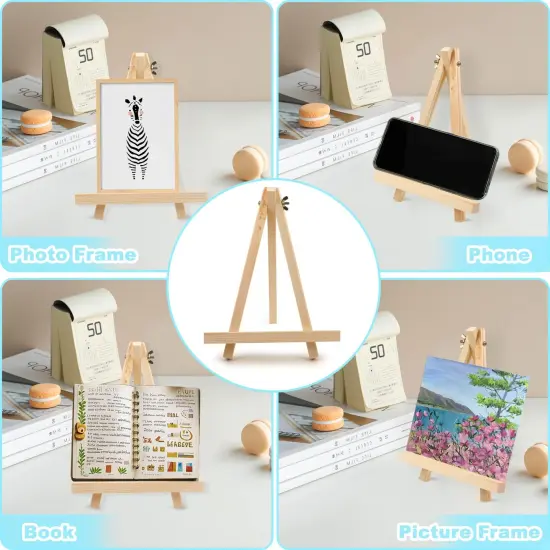 4PCS 9 Inch Wood Easels, Tripod, Painting Party Easel, Kids Student Tabletop Easels for Painting, Easel Stand for Painting Canvases, Portable Canvas Photo Picture Sign Holder. {4}