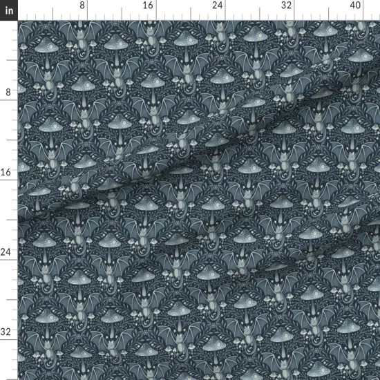 Various Fabrics by the Yard or Fat Quarter Baby Dragon Bohemian Botanical Magical Guardian Farmhouse Safe Cottagecore Dark Teal Gray Custom Printed Fabric by Spoonflower {1}