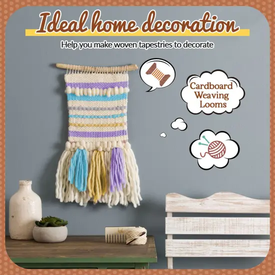 24 Pack Cardboard Weaving Looms Weaving Wide Notch Loom Boards Loom for Beginners Knitting Sewing Crochet Basket Jewelry Arts Crafts, 6-1/2 x 13 Inch {4}