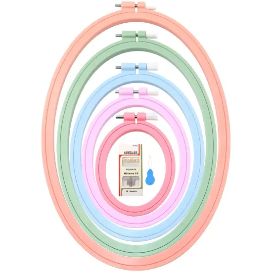 5 Pcs 5 Size Oval Embroidery Hoops, ABS Plastic Embroidery Hoops Cross Stitch Hoops Embroidery Frames for Sewing, Needlework, Embroidery Projects (Size-11.4", 9.6", 7.5", 5.7",3.9") {1}