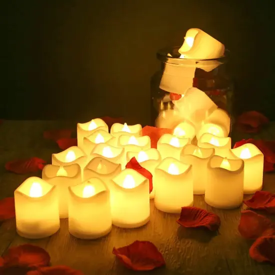 Flameless LED Tea Lights Set, Battery Operated Votive Candles Decor {6}
