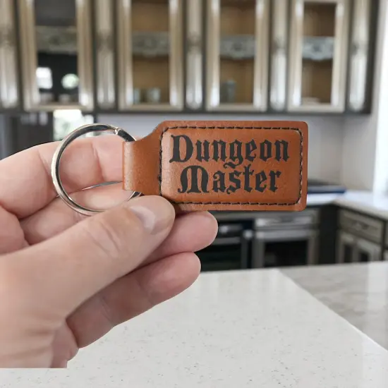 Keychain - Rectangle - Dungeon Master - Leather Pink/Black {6}