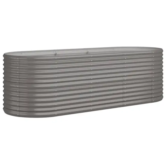 vidaXL Garden Raised Bed Powder-coated Steel 88.2"x31.5"x26.8" Gray {2}