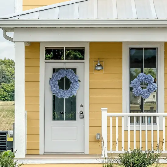 2-Pack: 24" Blue Hydrangea Wreath with Grapevine Ring by Floral Home&reg; {2}