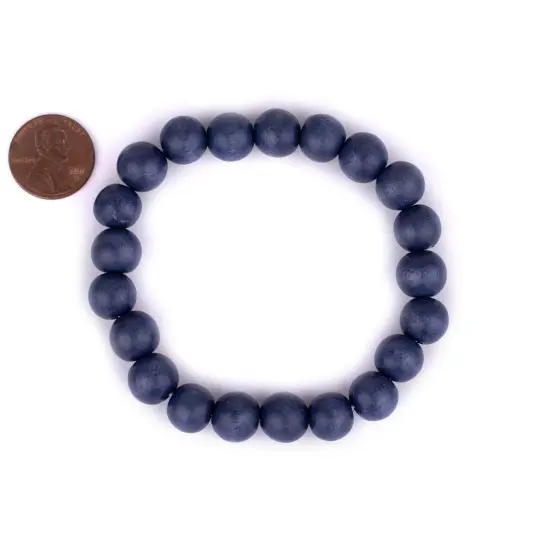 The Bead Chest Wood Stretch Bracelet, Cobalt Blue - Stackable Beaded Jewelry, Unisex for Men & Women {2}