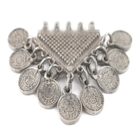 The Bead Chest Silver Tribal Coin Dangle Pendant {4}