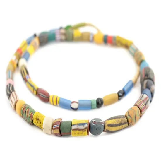 The Bead Chest Old Mixed African Trade Beads 10mm Ghana Multicolor Glass Large Hole 28 Inch Strand Handmade {3}