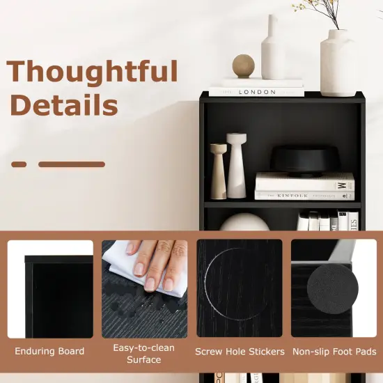 Costway 3 Open Shelf Bookcase Modern Multi-functional Storage Display Cabinet BlackWalnut {6}