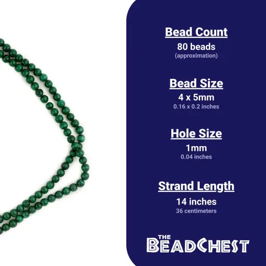 The Bead Chest Round Malachite Beads (5mm) {4}