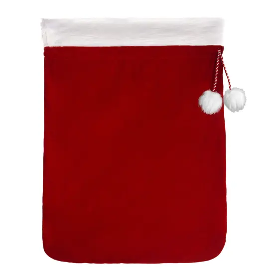 Deluxe Red and White Christmas Santa Bag Decor with White Fur Cuff {1}