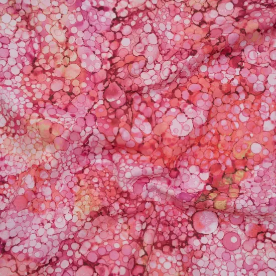 1 Yard Romance Bubbles Quilting Cotton Fabric Bliss Collection Pink Coral Design 43 inch Width {1}