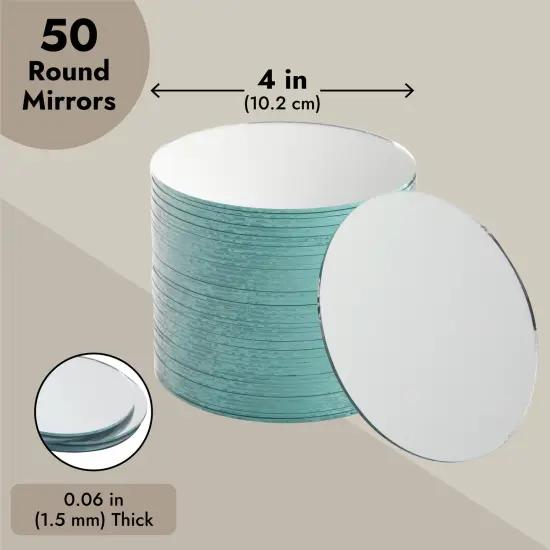 50-Pack of Small Round Mirrors for Crafts, 4-Inch Glass Tile Circles for Wall and Table Decor, Mosaics, DIY Home Projects, Decorations, Arts and Crafts Supplies Blue {4}