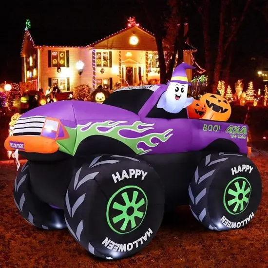 Long Halloween Inflatables Monster Truck Outdoor Decorations {6}