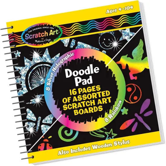 Scratch Art Doodle Pad with 16 Scratch-Art Boards and Wooden Stylus {1}