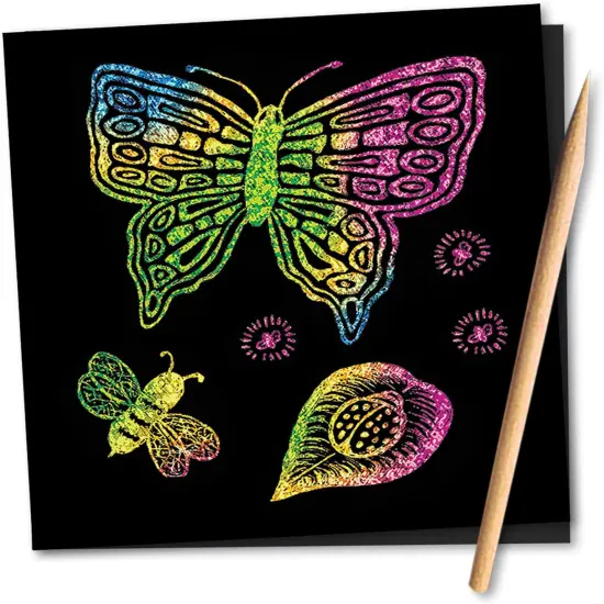 Scratch Art Doodle Pad with 16 Scratch-Art Boards and Wooden Stylus {3}