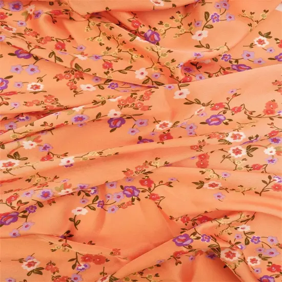 1 Yard Bubble Satin Floral Print Fabric, 58/59&Prime; Wide Polyester Spandex Blend SAGE {2}