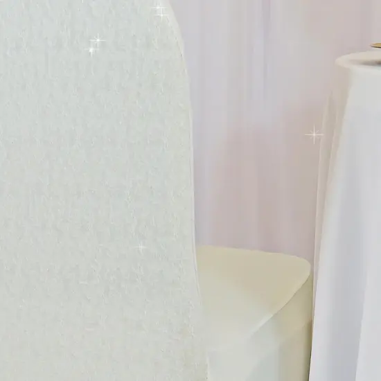 1 Piece Ivory Sequin Spandex Chair Cover Stretch Fit for Banquet Seating {3}