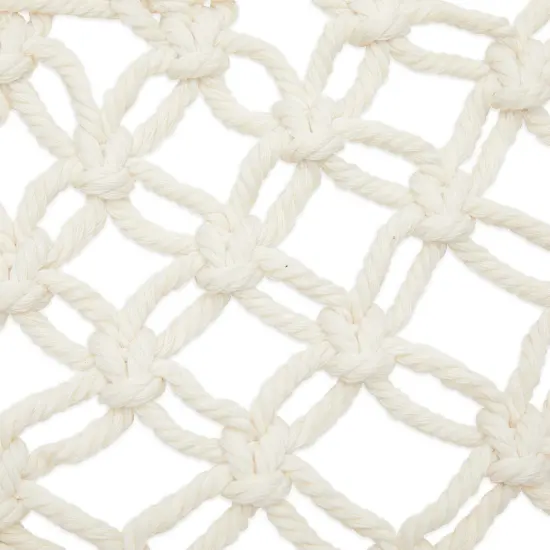 Macrame Fruit Hammock for Kitchen Under Cabinet with 2 Hooks, Hanging Net Basket for Bananas and Produce Storage (6 x 25 x 15 In) White {5}