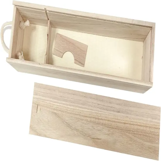 2-Pack Wooden Wine Box Single Bottle Natural Wood Case with Twine Handle for Crafts Gifts {2}