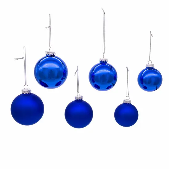 Kurt Adler 60-80MM Shiny and Matte Blue Balls, 20 Piece Set {2}