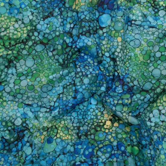 1 Yard Northcott Peacock Bubbles Cotton Fabric Vibrant Blue Green Quilting 43 Inches Width {1}