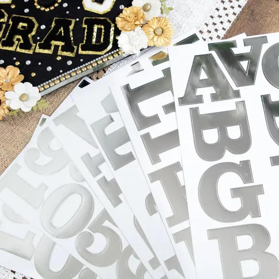 Craft Perfect Foil Alphabet Sticker Sheet 2IN-Silver {5}