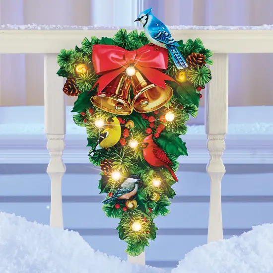 Collections Etc Solar Powered Holiday Fence and Wall Swag Decoration {1}