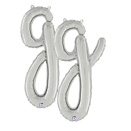 24 Inch Script Letter G Silver Air Fill Only Balloon {6}