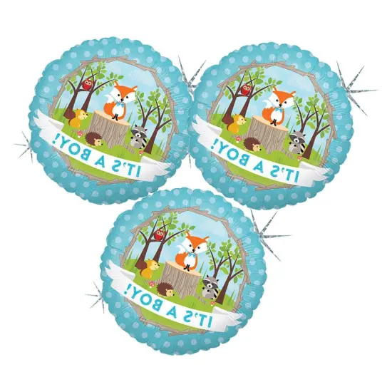 18" Woodland Baby Boy Foil Balloon Forest Themed Baby Shower Decor {4}