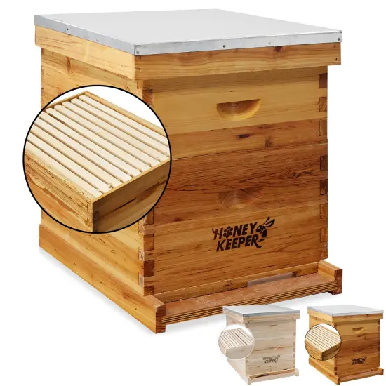 Honey Keeper Beehive 20 Frame Complete Box Kit (10 Deep and 10 Medium) with Metal Roof for Langstroth Beekeeping {7}