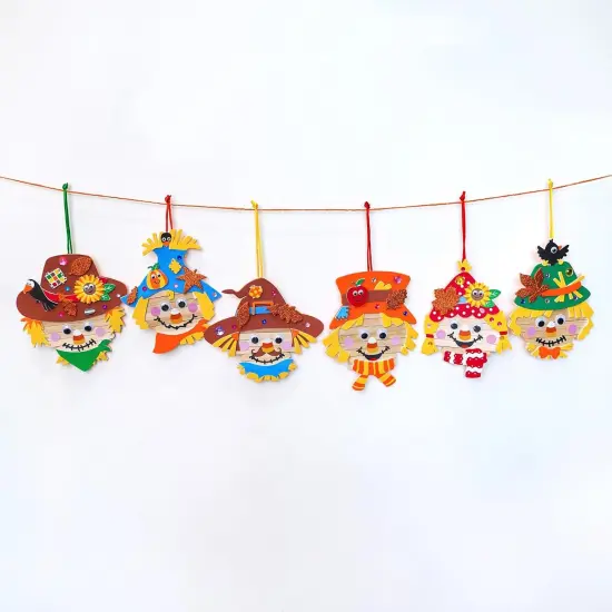 24 Sets Fall Craft Stick Scarecrow Head Making Kits {3}