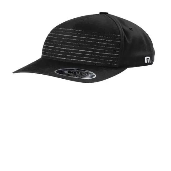TravisMathew FOMO Novelty Cap Structured Mid Profile Flexfit 110 with Striped Front Panel White {3}