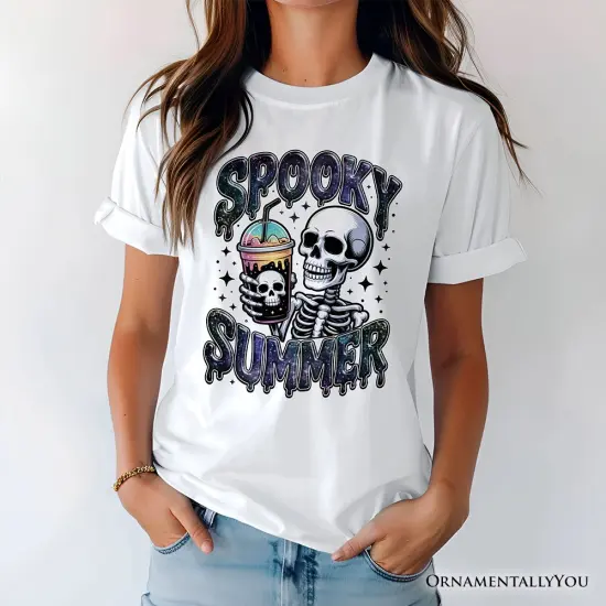 Spooky Summer Skeleton T-Shirt, Snarky Halloween Tee for Coffee and Horror Fanatics {5}