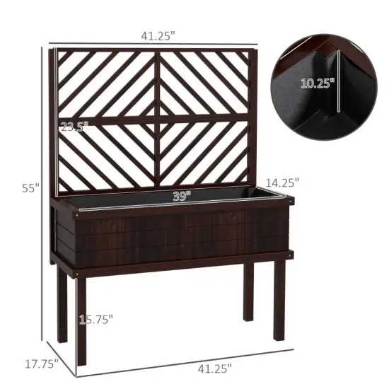 Espresso Raised Garden Bed with Climbing Trellis for Garden Decor {5}