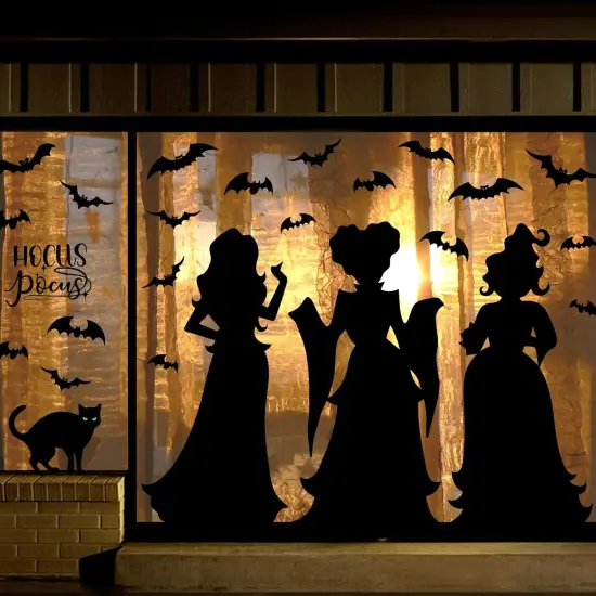 3 Sheets Halloween Window Clings Decor - Hocus-Pocus Witchs {1}