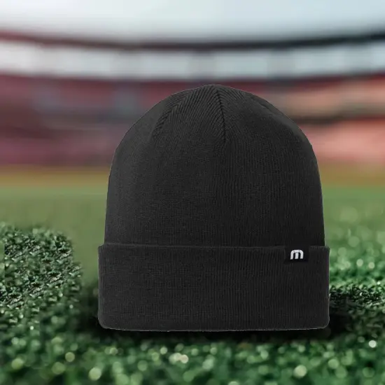TravisMathew Solid Cuffed Beanie Acrylic Warm Comfortable Adjustable Cuff Black {7}