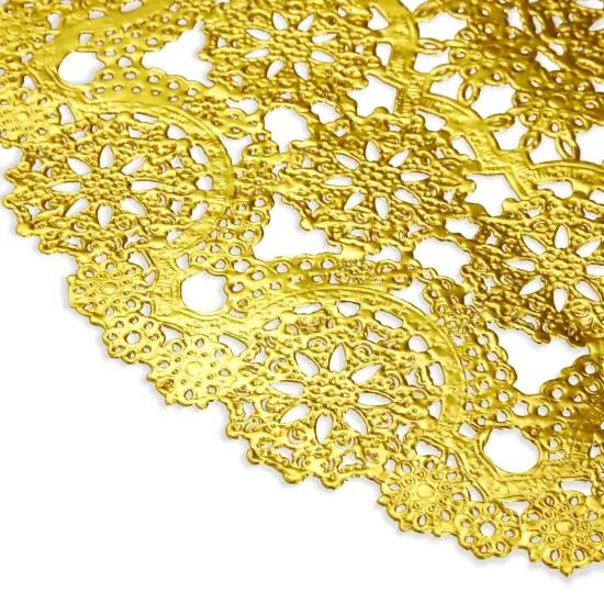 Juvale 60 Pack Gold Doilies, 12 inch Round Medallion-Style, Disposable Placemats for Party Table Decorations {5}