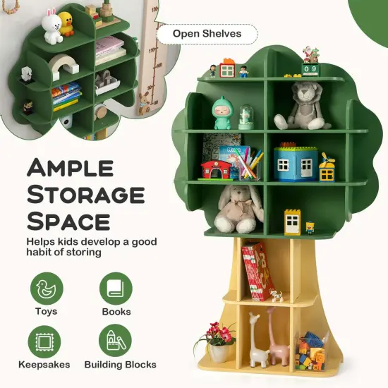 Costway Tree Bookcase Kids 6-Tier Toy Storage Organizer with Open Storage Shelves {6}