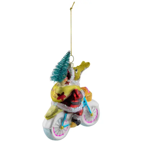 Northlight Crocodile Santa Glass Christmas Ornament- 4.25" Yellow {6}