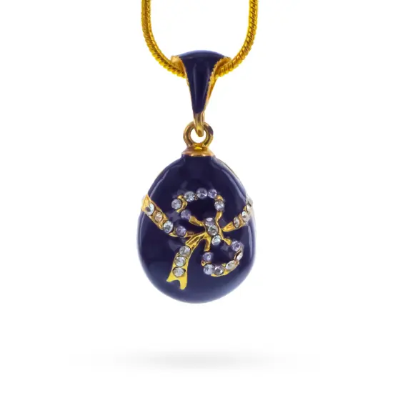 Crystal Bow Egg Pendant Necklace {1}