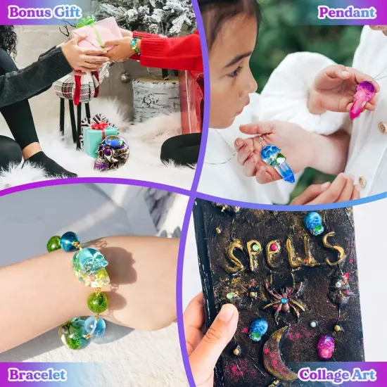 LET'S RESIN Resin Molds Silicone, 1 Pc Large Silicone Skull Epoxy Molds with 4 Pcs Small Skeleton Epoxy Resin Molds for Resin Casting Art Crafts, Candle Making, Home Decor, Pendants, Keychains {5}