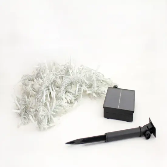 Perfect Holiday 300 LED Curtain Solar Lights Flashing Mode - Long Hours - Warm White {4}